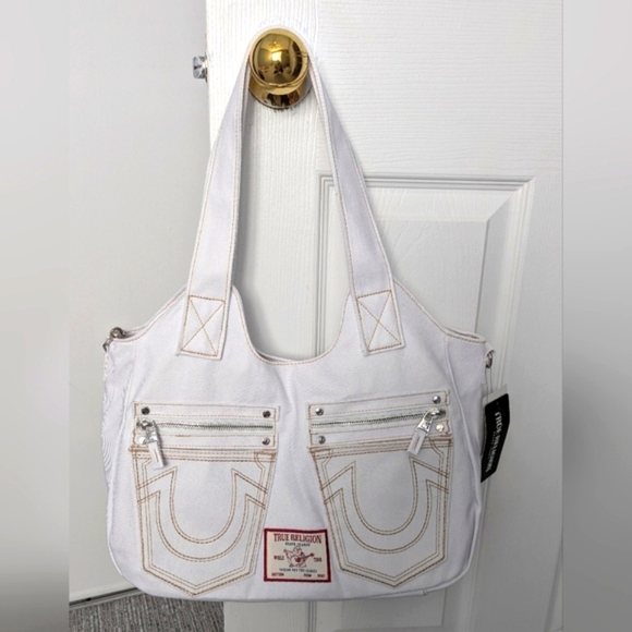 BNWT - True Religion White Tote/Crossbody/Shoulder/Beach/School Bag/Purse - Picture 1 of 16